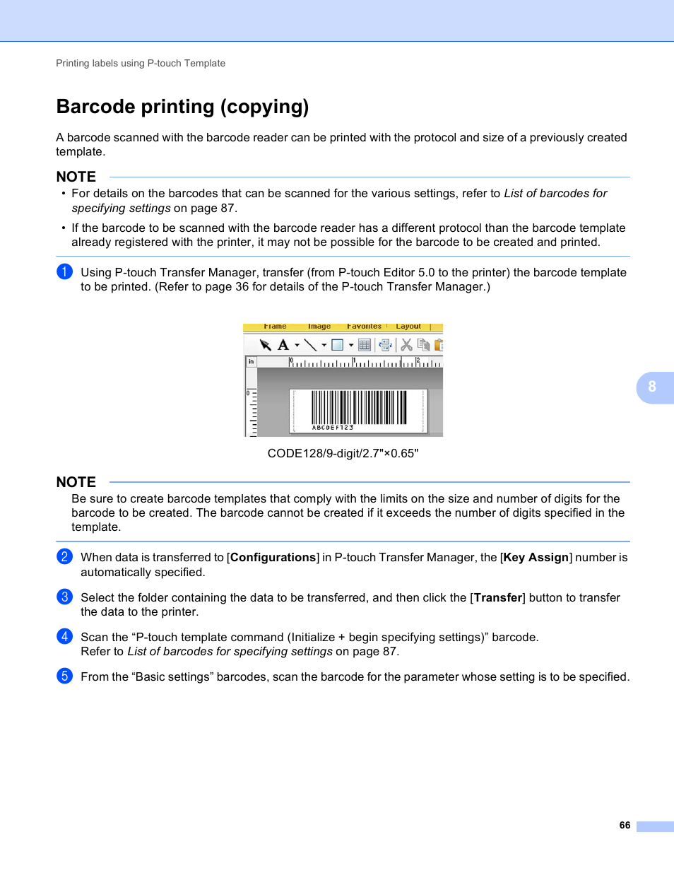 Barcode printing (copying) | Brother TD-2120N User Manual | Page 70 / 94