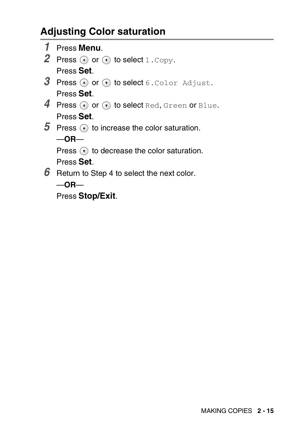 Adjusting color saturation, Adjusting color saturation -15 | Brother DCP-110C User Manual | Page 43 / 107