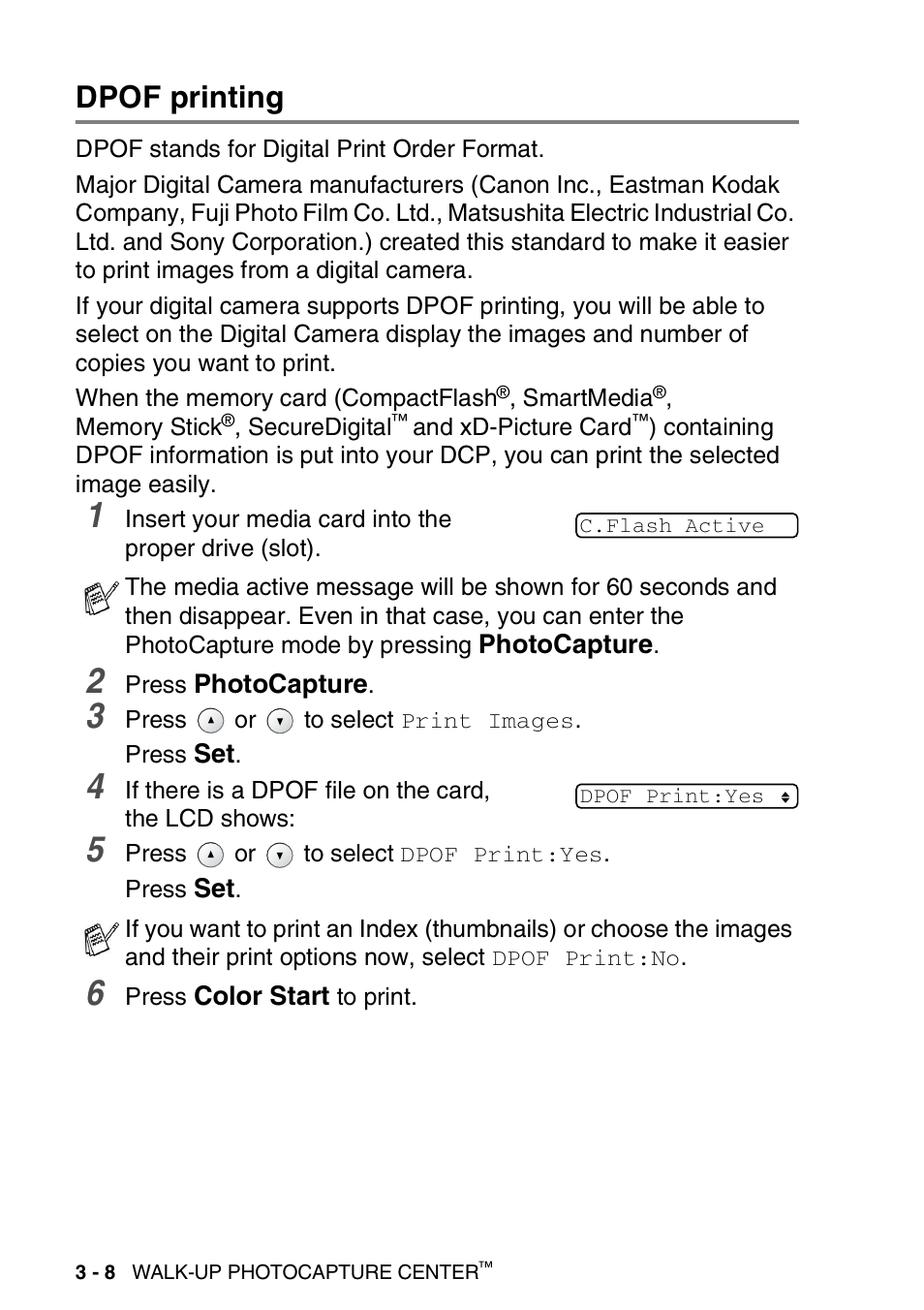 Dpof printing, Dpof printing -8 | Brother DCP-110C User Manual | Page 52 / 107