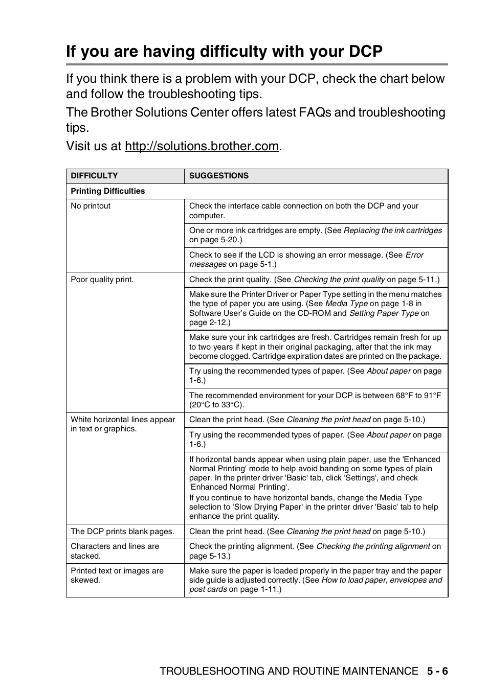 If you are having difficulty with your dcp, If you are having difficulty with your dcp -6 | Brother DCP-110C User Manual | Page 73 / 107