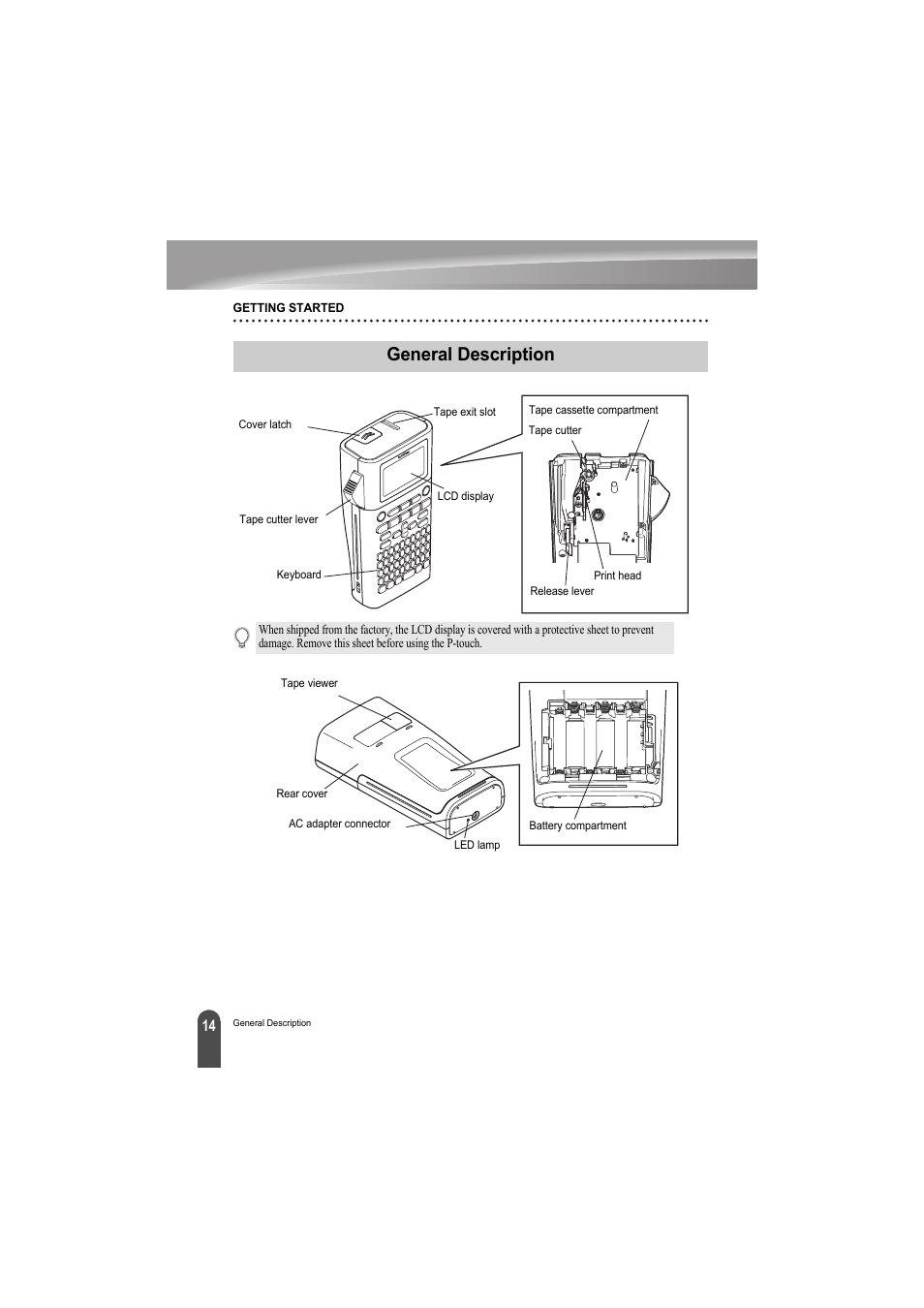 General description | Brother PT-H300 User Manual | Page 20 / 73