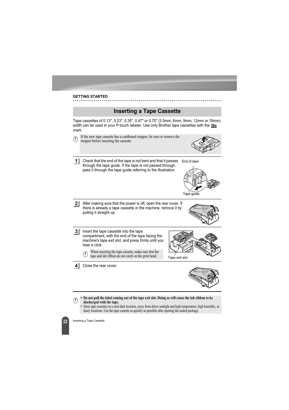 Inserting a tape cassette | Brother PT-H300 User Manual | Page 28 / 73