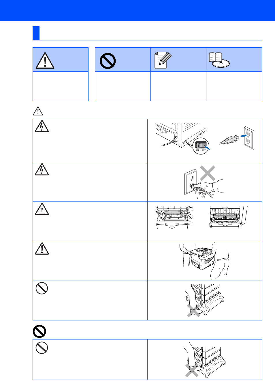 Safety precautions, To use the printer safely | Brother HL-7050 User Manual | Page 2 / 35