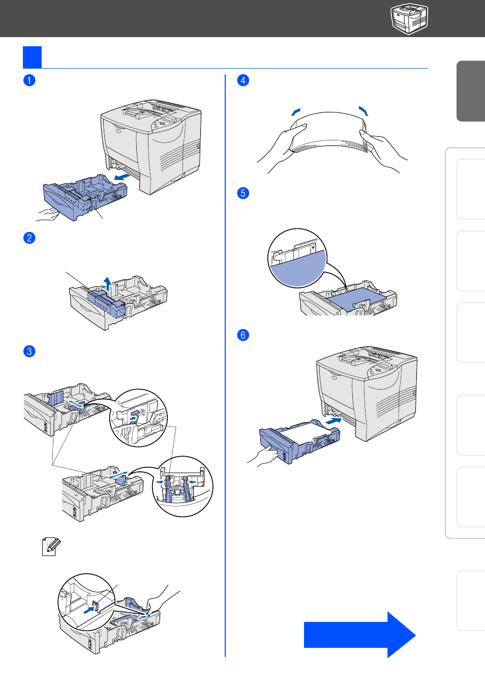 Load paper in the paper tray, 3load paper in the paper tray | Brother HL-7050 User Manual | Page 9 / 35