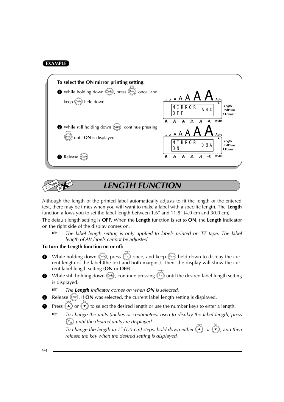 3 release c, Length function | Brother PT-2600 User Manual | Page 101 / 250