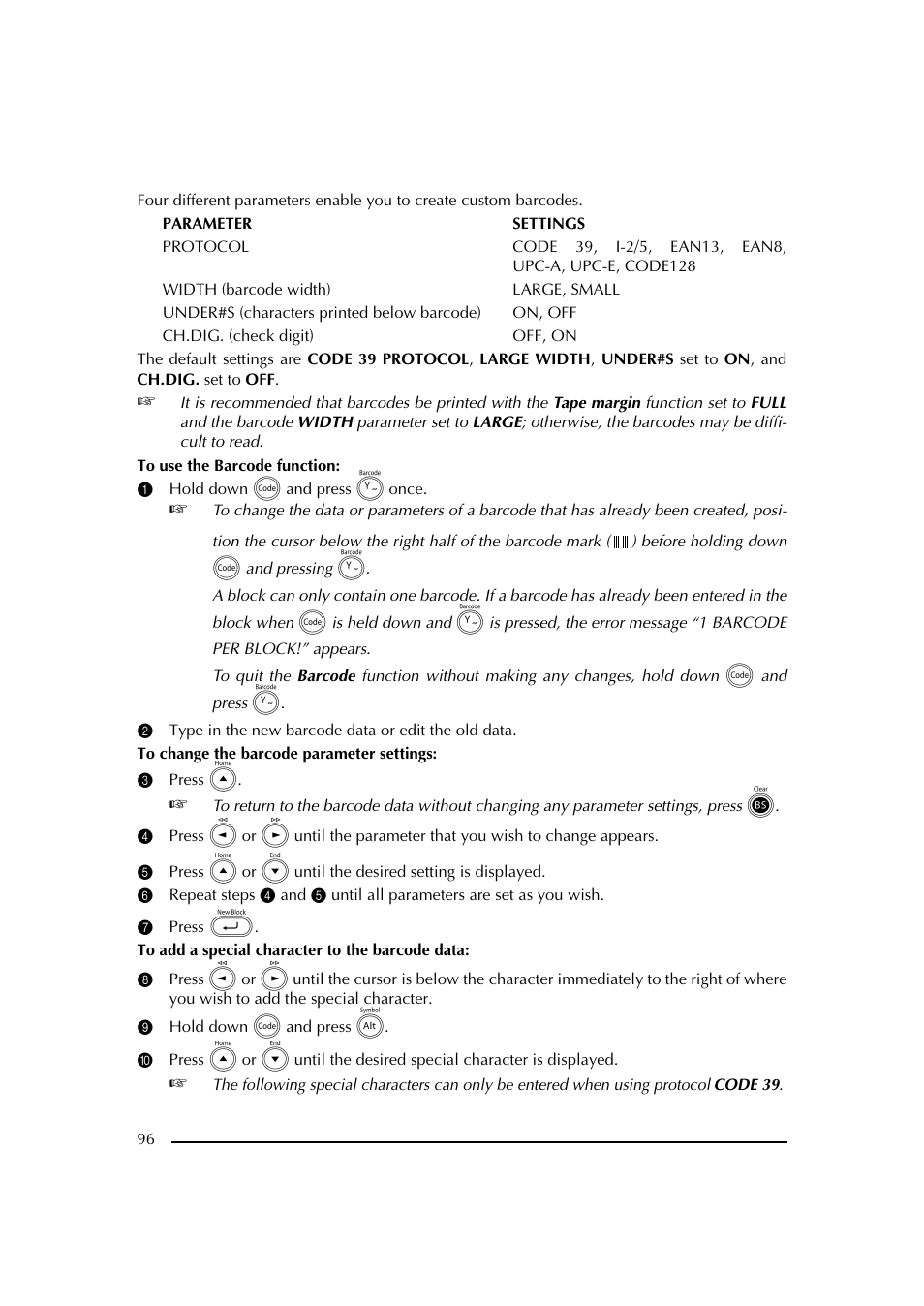 1 hold down c and press y once, 3 press e, 7 press | 9 hold down c and press a | Brother PT-2600 User Manual | Page 103 / 250