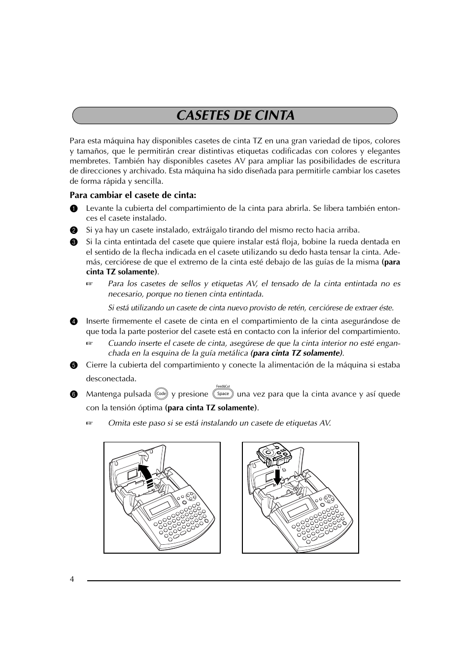 Casetes de cinta | Brother PT-2600 User Manual | Page 146 / 250