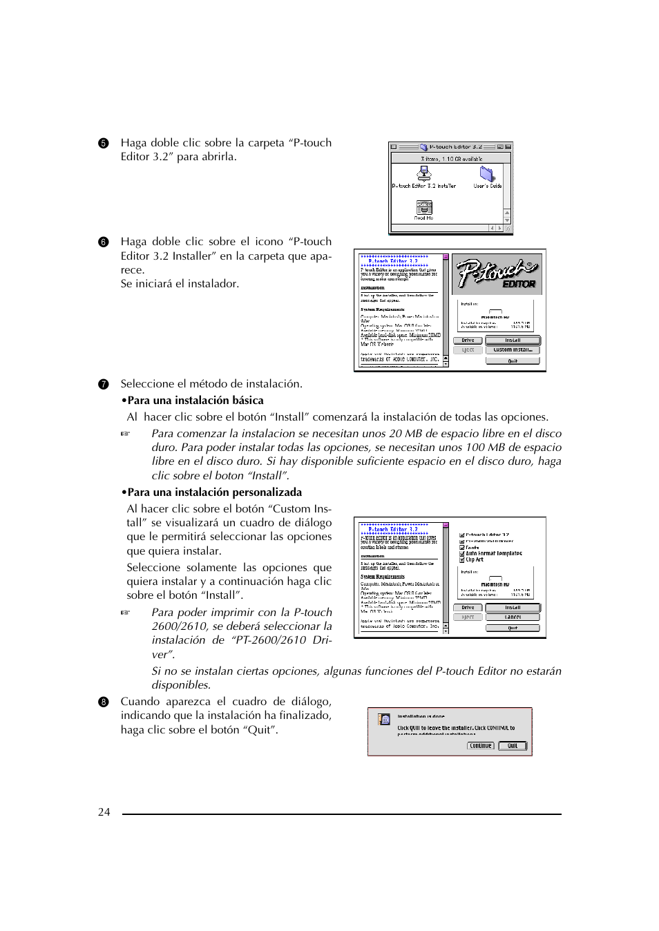 7 seleccione el método de instalación | Brother PT-2600 User Manual | Page 166 / 250