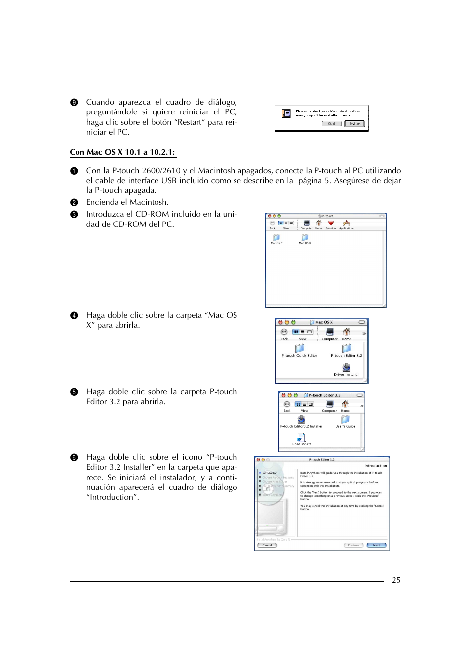 2 encienda el macintosh | Brother PT-2600 User Manual | Page 167 / 250