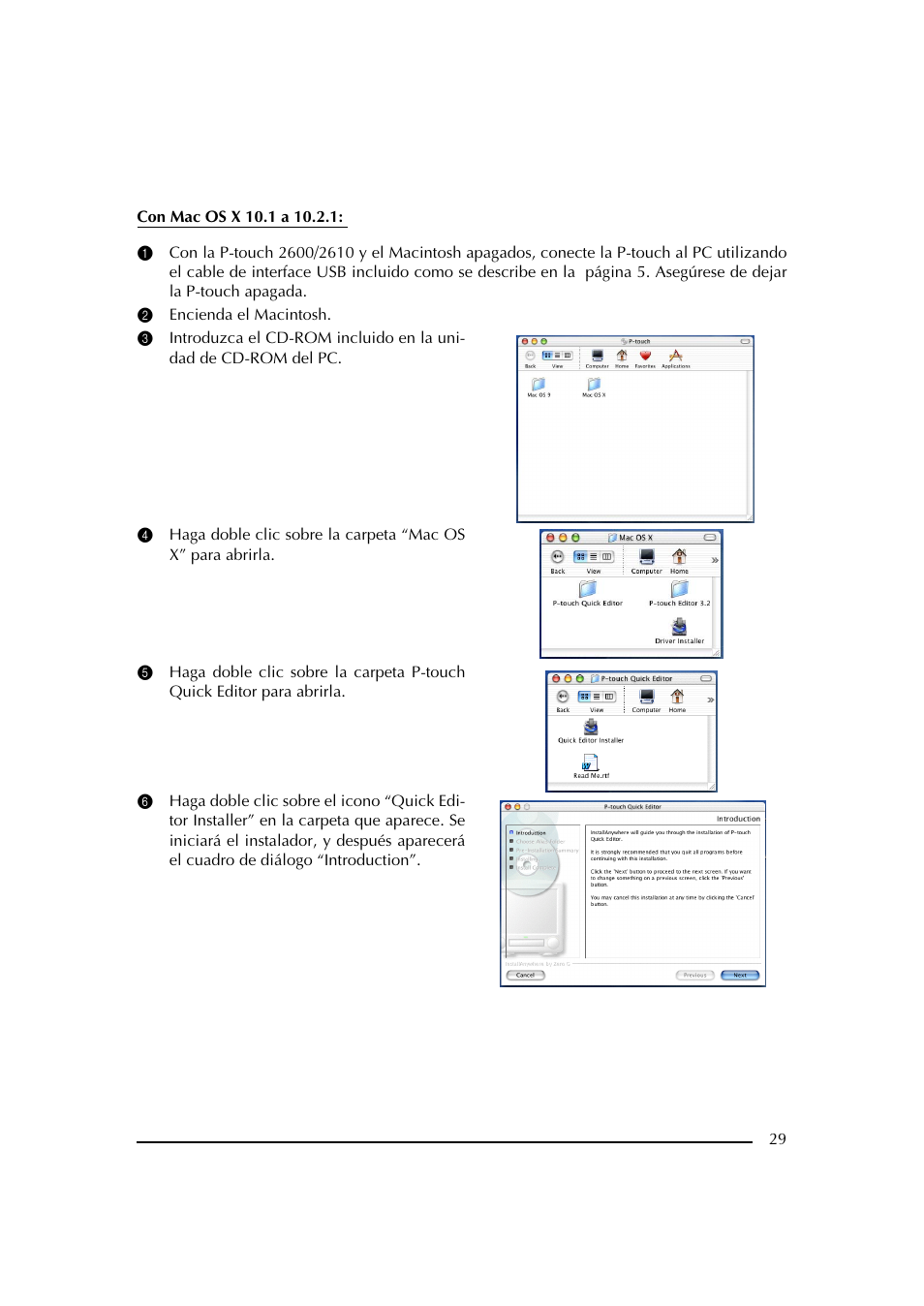 2 encienda el macintosh | Brother PT-2600 User Manual | Page 171 / 250