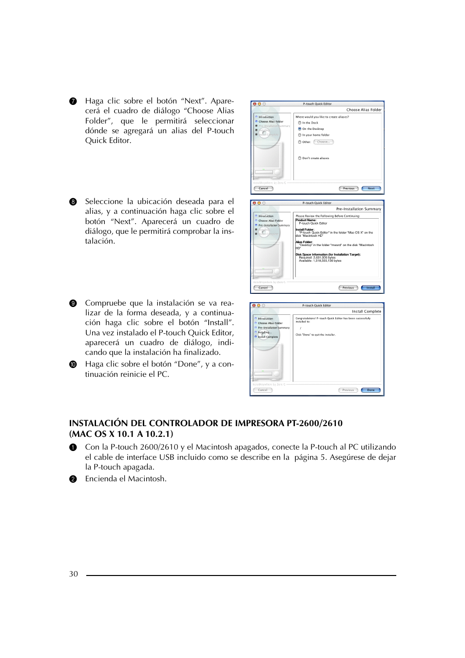 2 encienda el macintosh | Brother PT-2600 User Manual | Page 172 / 250