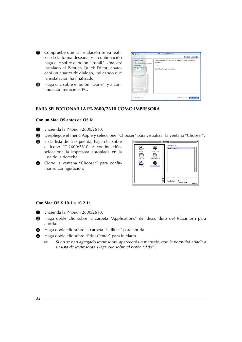 1 encienda la p-touch 2600/2610 | Brother PT-2600 User Manual | Page 174 / 250