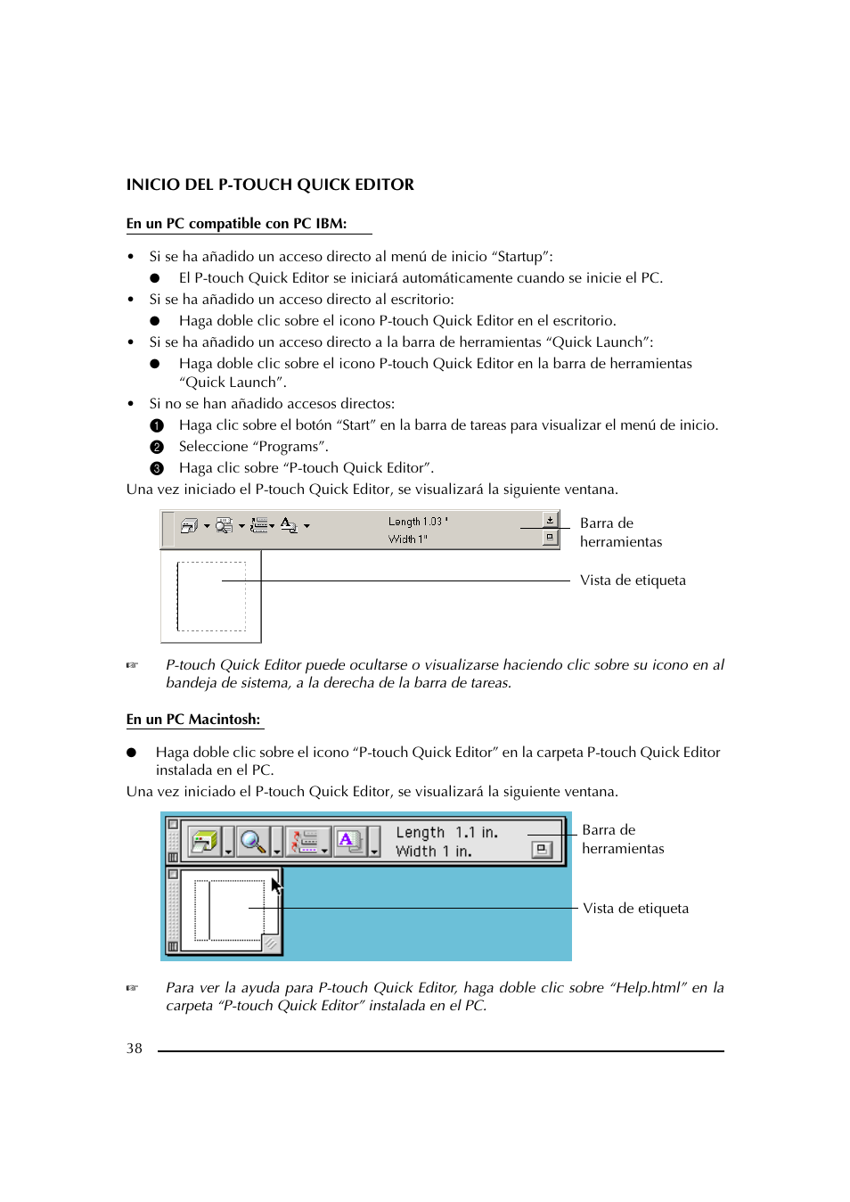 2 seleccione “programs, 3 haga clic sobre “p-touch quick editor, Vista de etiqueta | Brother PT-2600 User Manual | Page 180 / 250