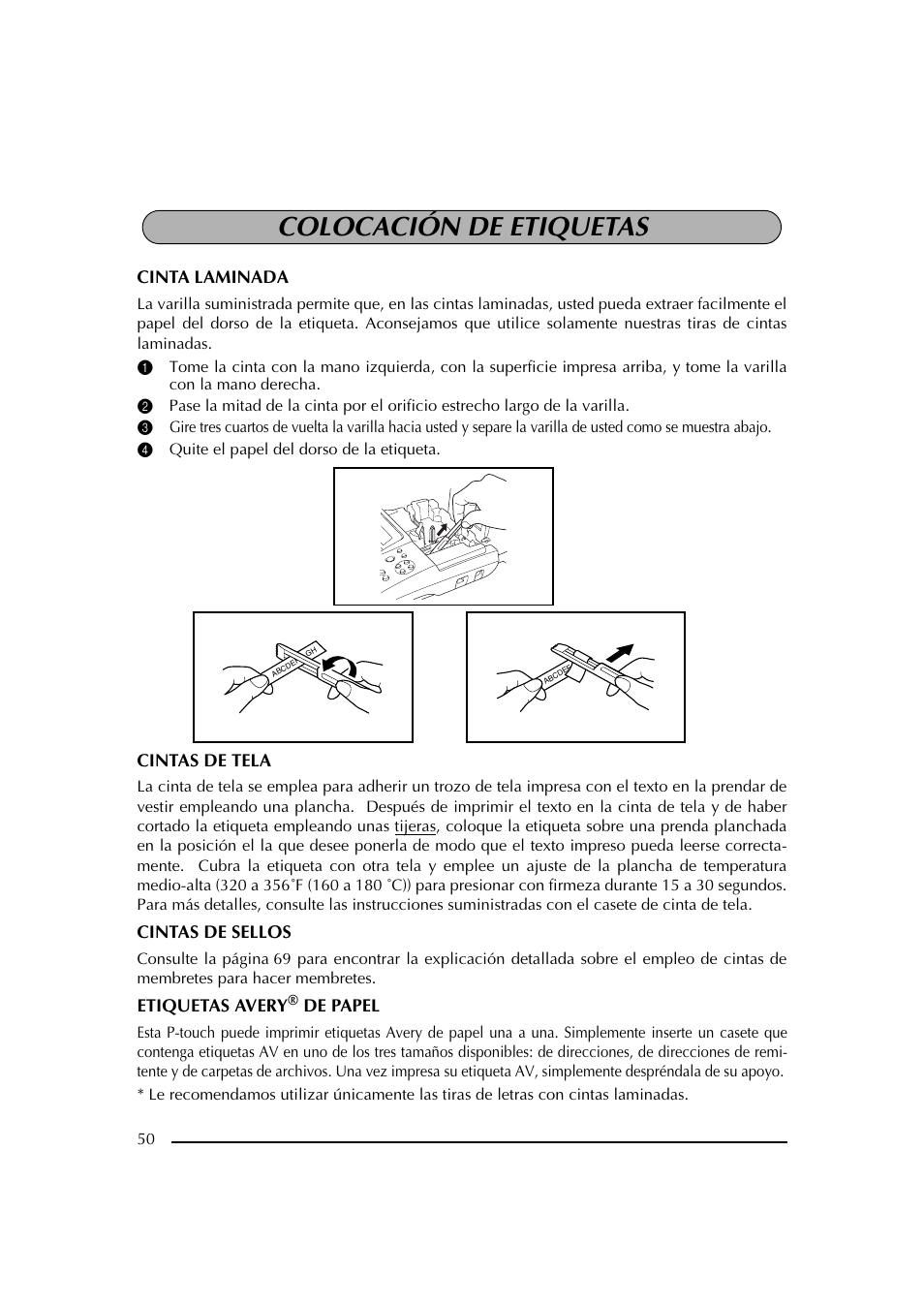 Colocación de etiquetas | Brother PT-2600 User Manual | Page 192 / 250