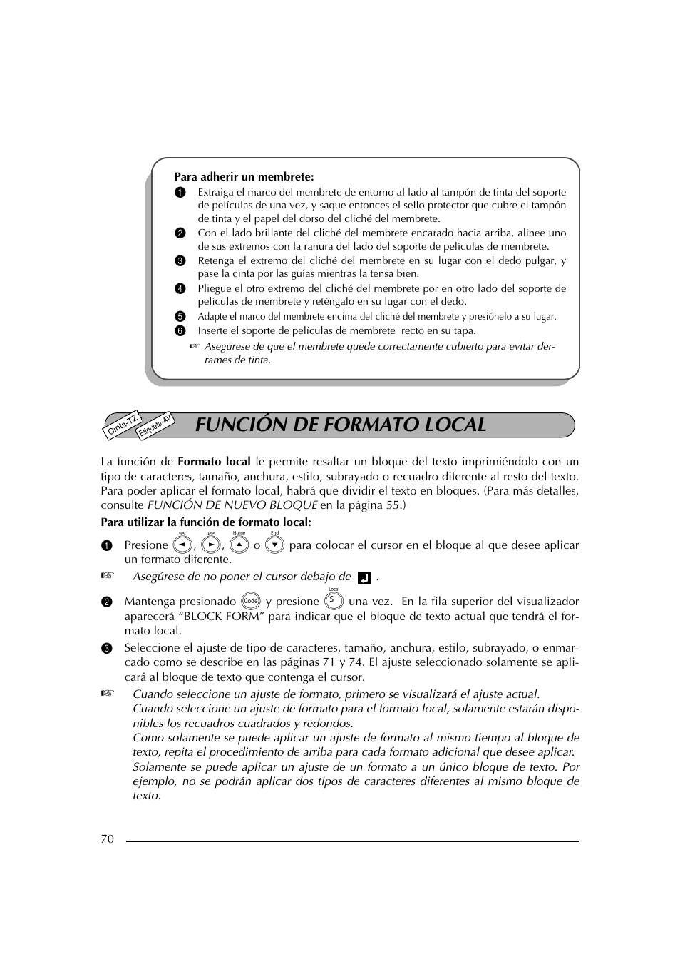 Función de formato local | Brother PT-2600 User Manual | Page 212 / 250