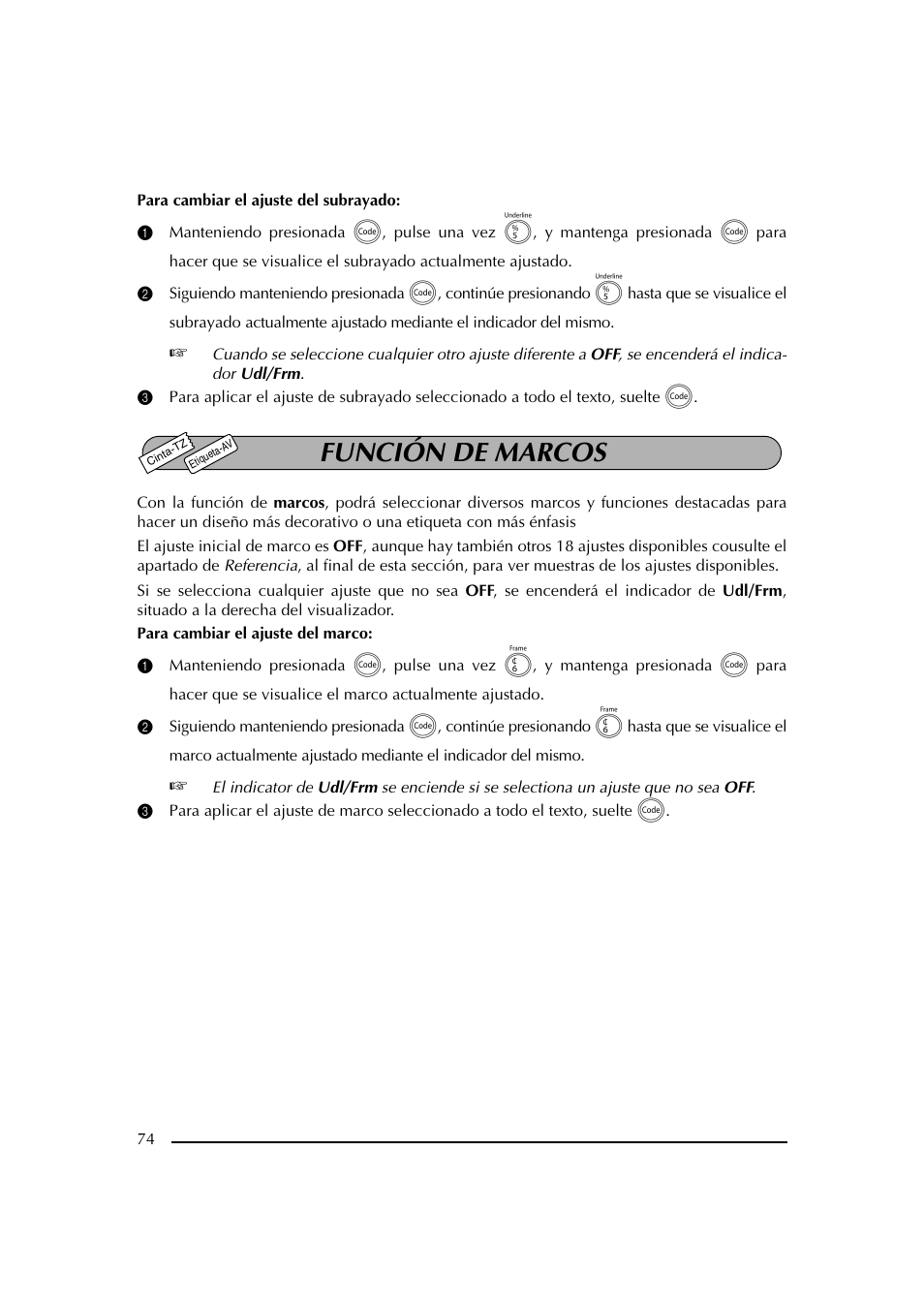 Función de marcos | Brother PT-2600 User Manual | Page 216 / 250