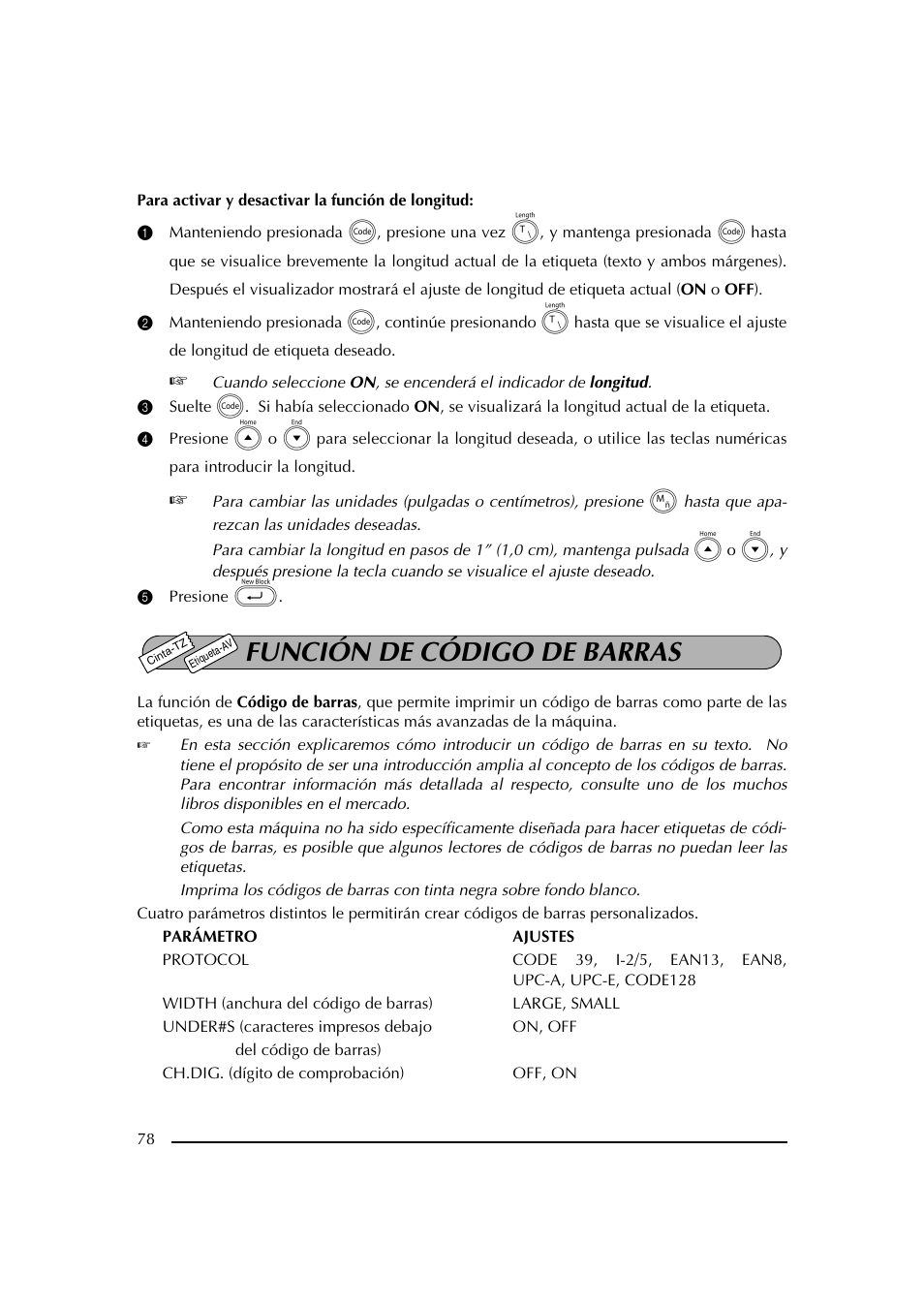 Función de código de barras | Brother PT-2600 User Manual | Page 220 / 250