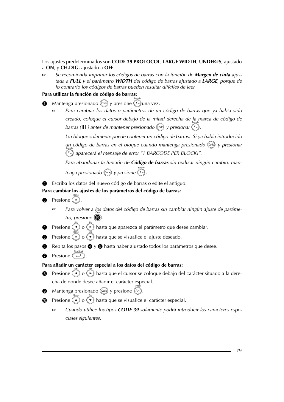 1 mantenga presionado c y presione yuna vez, 3 presione e, 7 presione | 9 mantenga presionado c y presione a | Brother PT-2600 User Manual | Page 221 / 250
