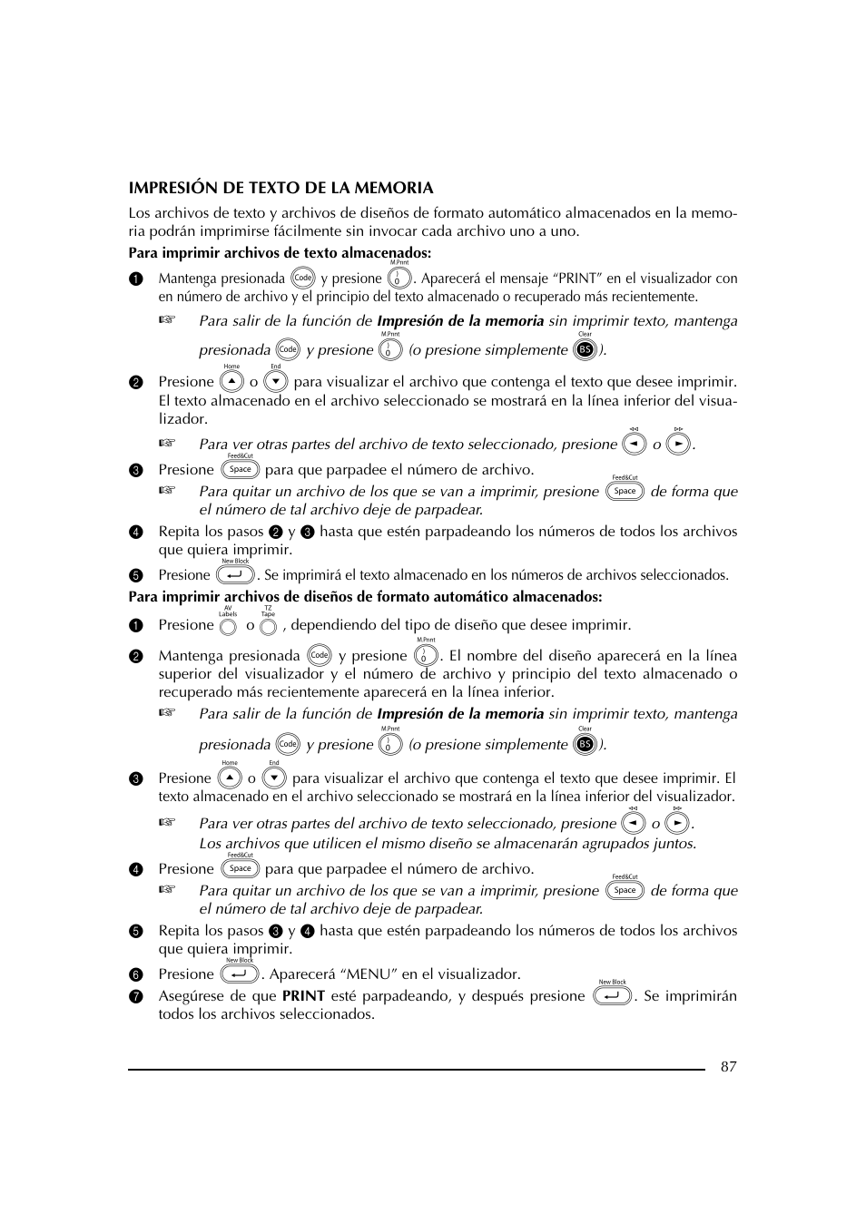 6 presione _. aparecerá “menu” en el visualizador | Brother PT-2600 User Manual | Page 229 / 250