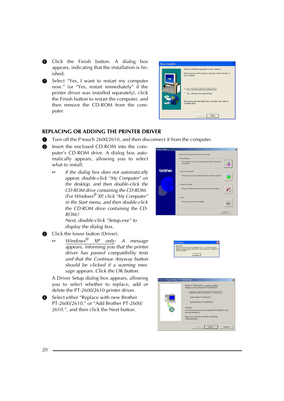 3 click the lower button (driver) | Brother PT-2600 User Manual | Page 27 / 250