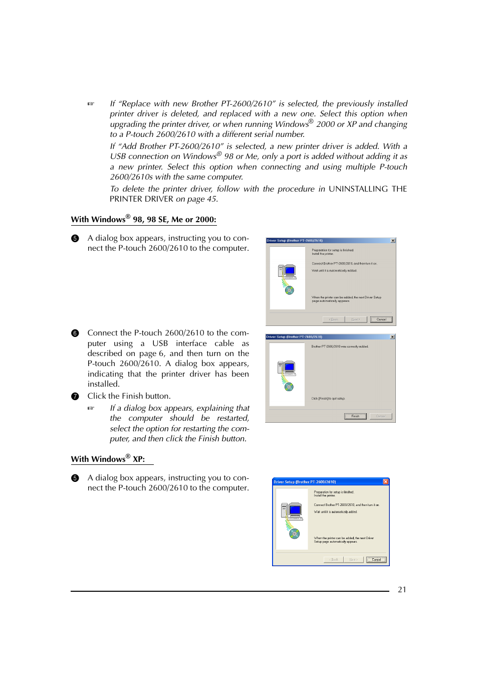 7 click the finish button | Brother PT-2600 User Manual | Page 28 / 250