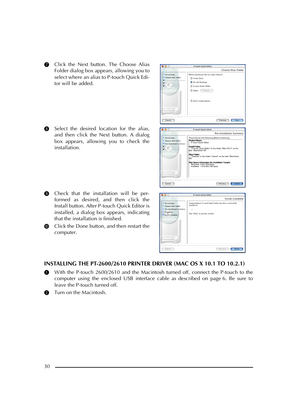 2 turn on the macintosh | Brother PT-2600 User Manual | Page 37 / 250