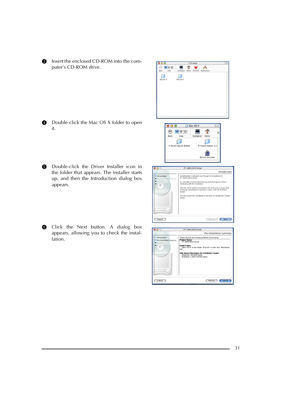 4 double-click the mac os x folder to open it | Brother PT-2600 User Manual | Page 38 / 250