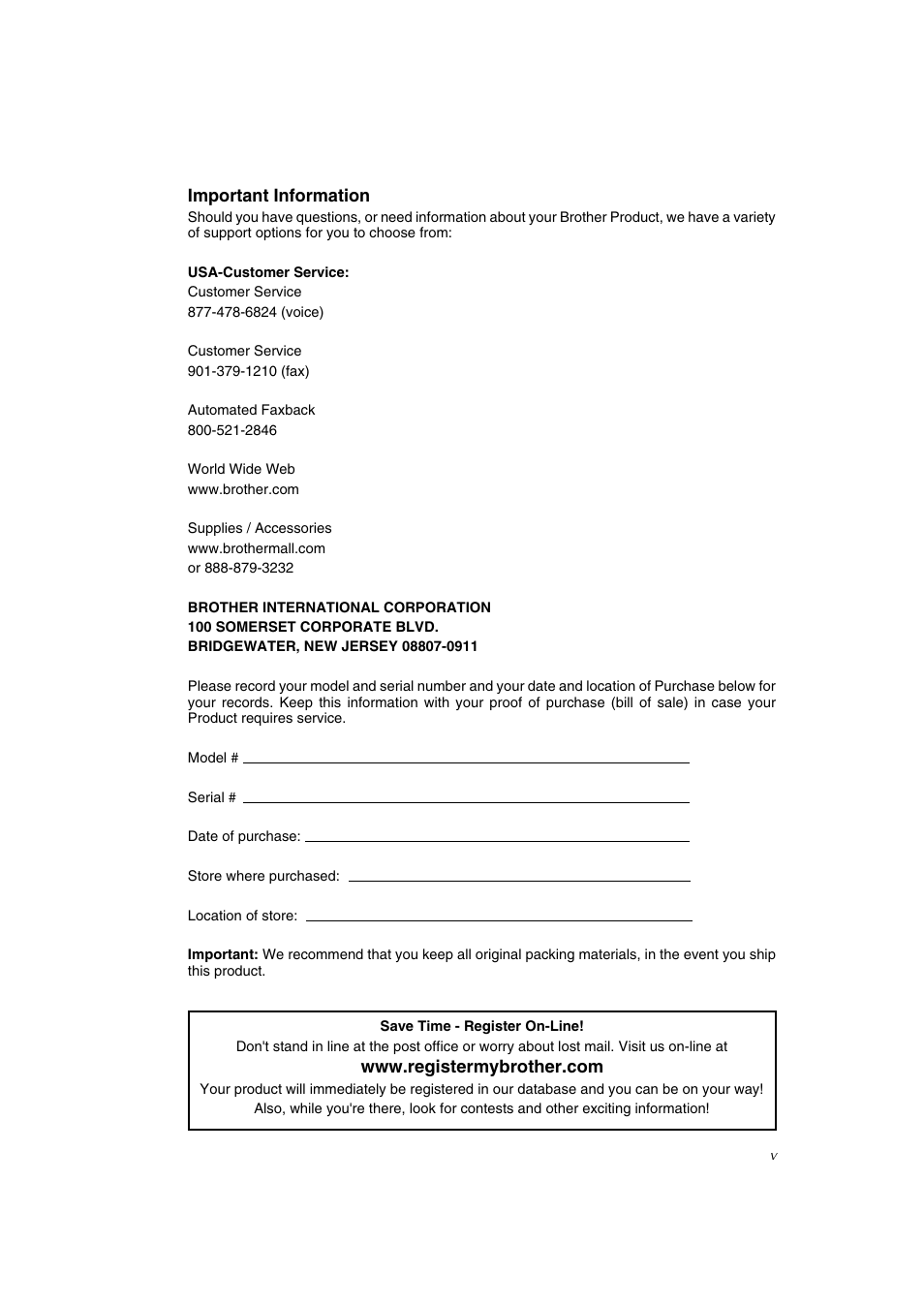 Important information | Brother PT-2600 User Manual | Page 6 / 250