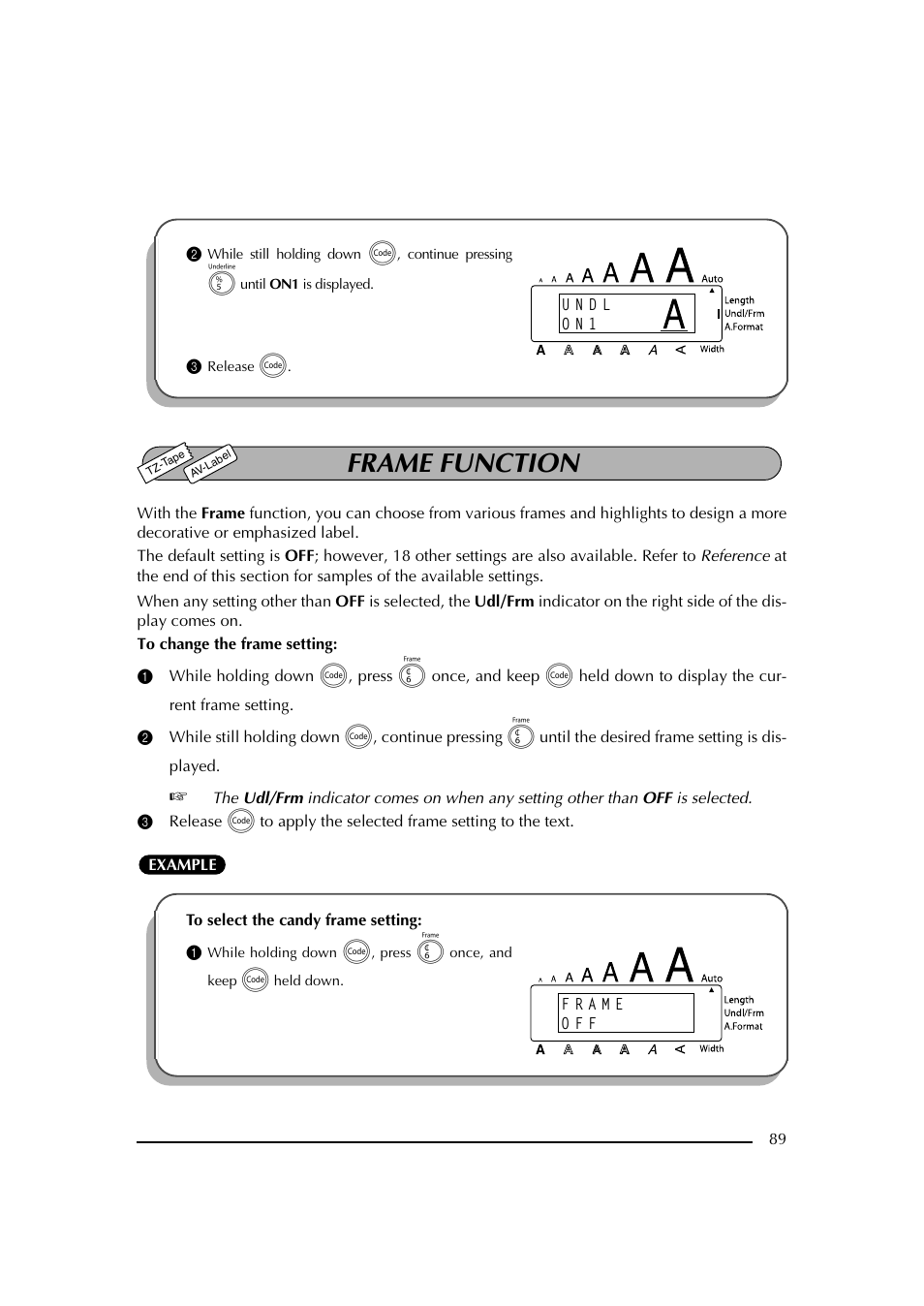 3 release c, Frame function | Brother PT-2600 User Manual | Page 96 / 250