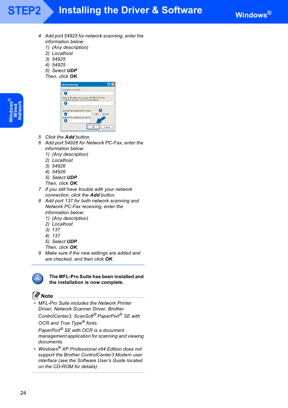 Step2, Installing the driver & software, Windows | Brother MFC-665CW User Manual | Page 26 / 57