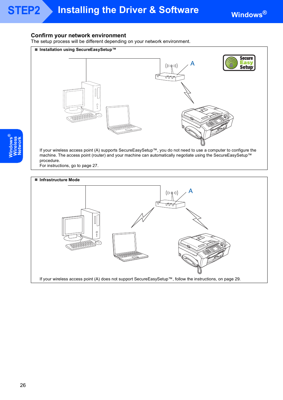 Step2, Installing the driver & software, Windows | Brother MFC-665CW User Manual | Page 28 / 57