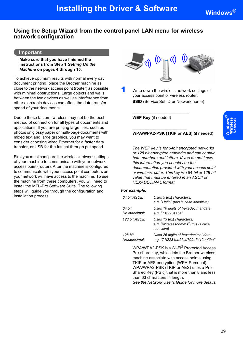 Installing the driver & software, Windows, Important | Brother MFC-665CW User Manual | Page 31 / 57