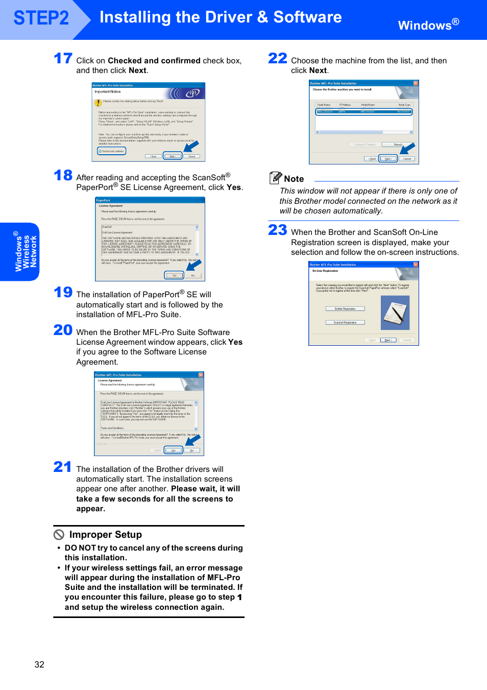 Step2, Installing the driver & software, Windows | Brother MFC-665CW User Manual | Page 34 / 57