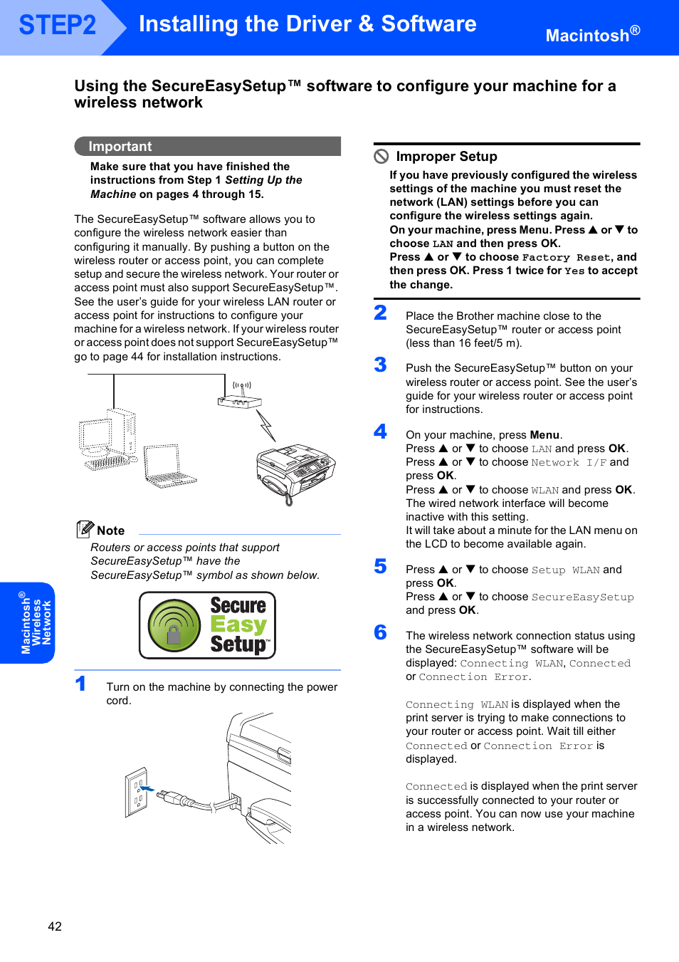 Step2, Installing the driver & software, Macintosh | Brother MFC-665CW User Manual | Page 44 / 57