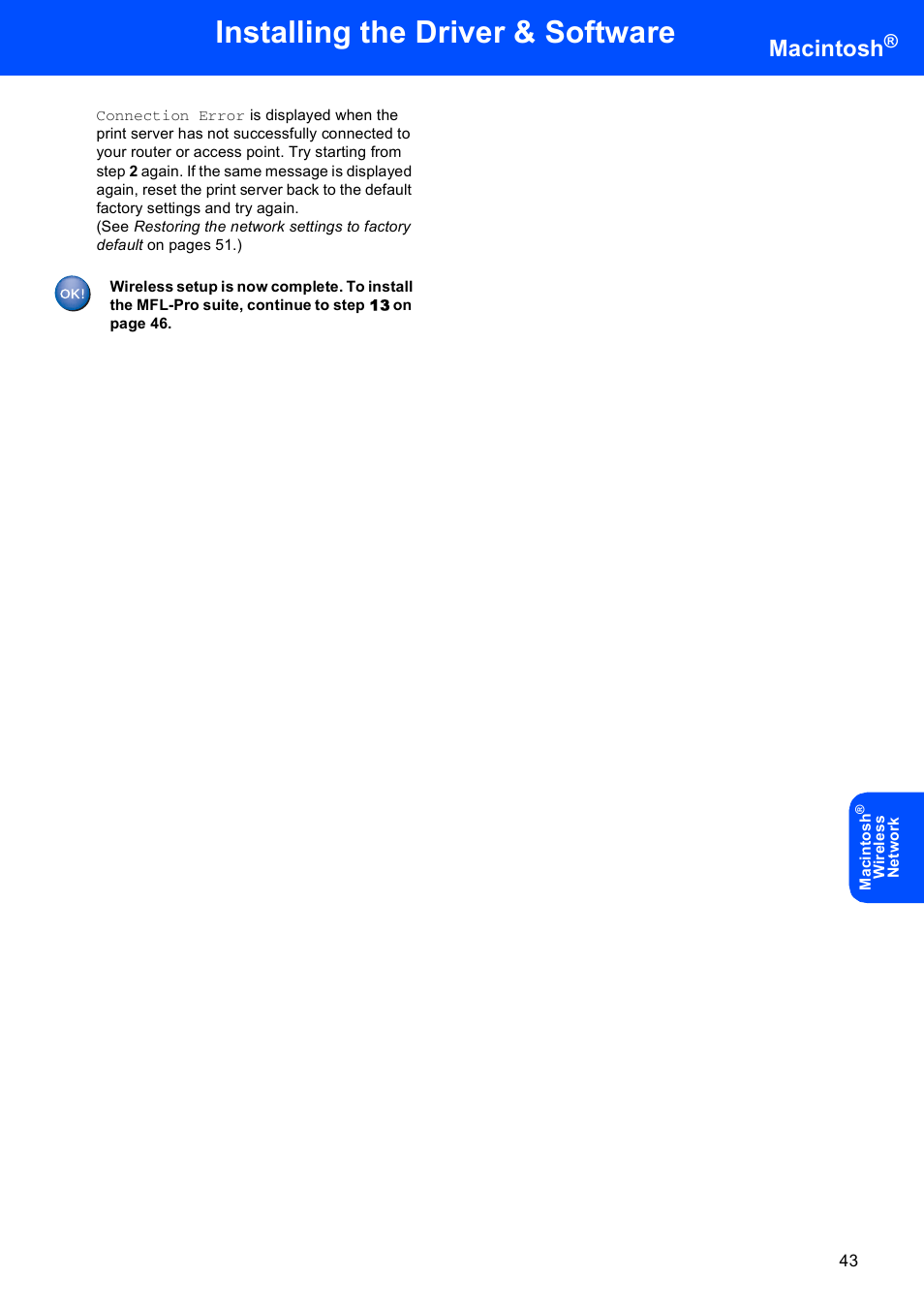Installing the driver & software, Macintosh | Brother MFC-665CW User Manual | Page 45 / 57
