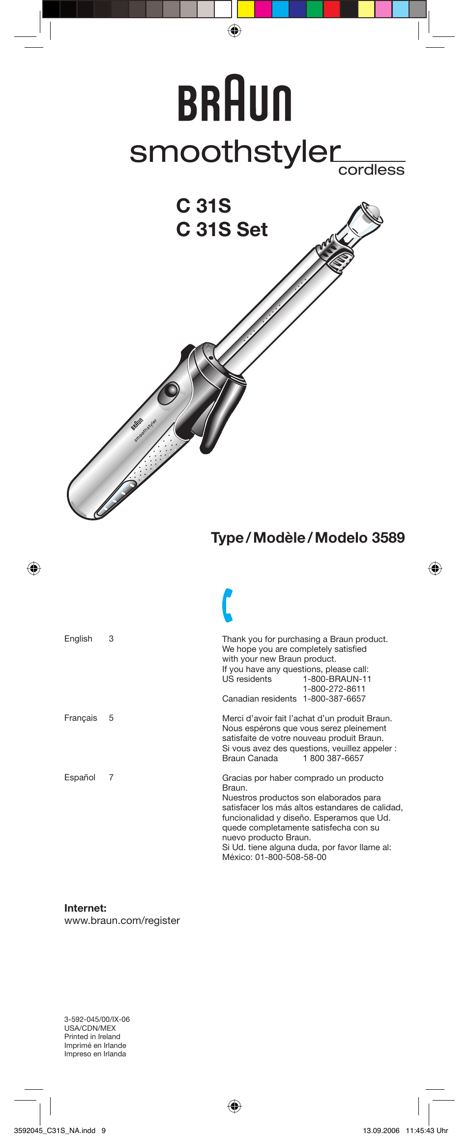 Braun C30S smoothstyler cordless User Manual | 8 pages