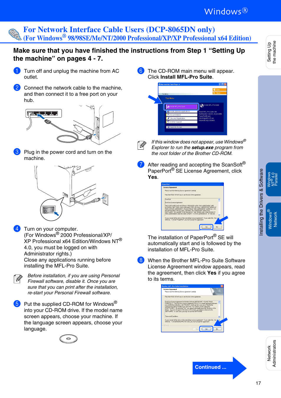 For windows | Brother DCP 8060 User Manual | Page 19 / 37