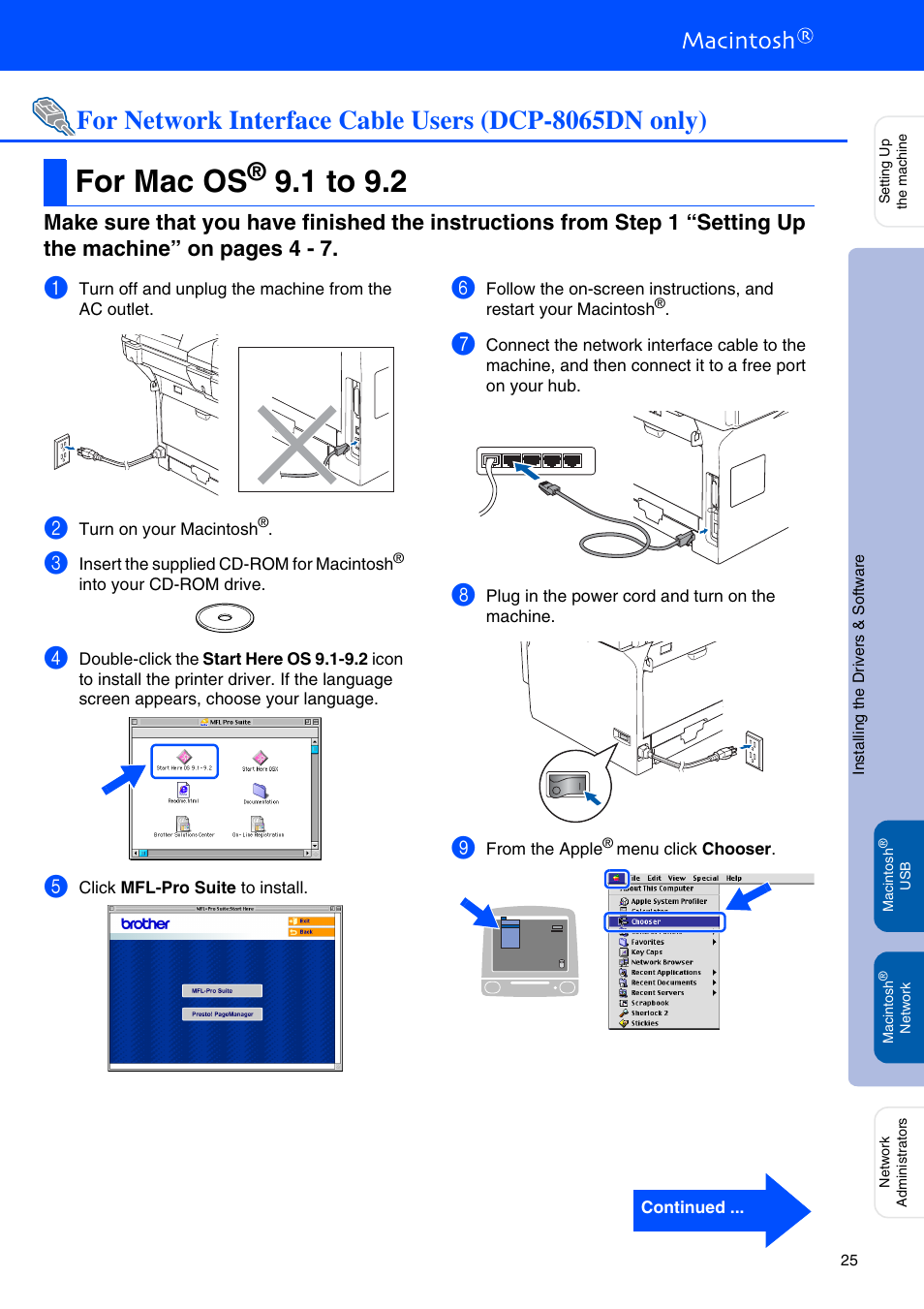 For mac os® 9.1 to 9.2, For mac os, 1 to 9.2 | Brother DCP 8060 User Manual | Page 27 / 37