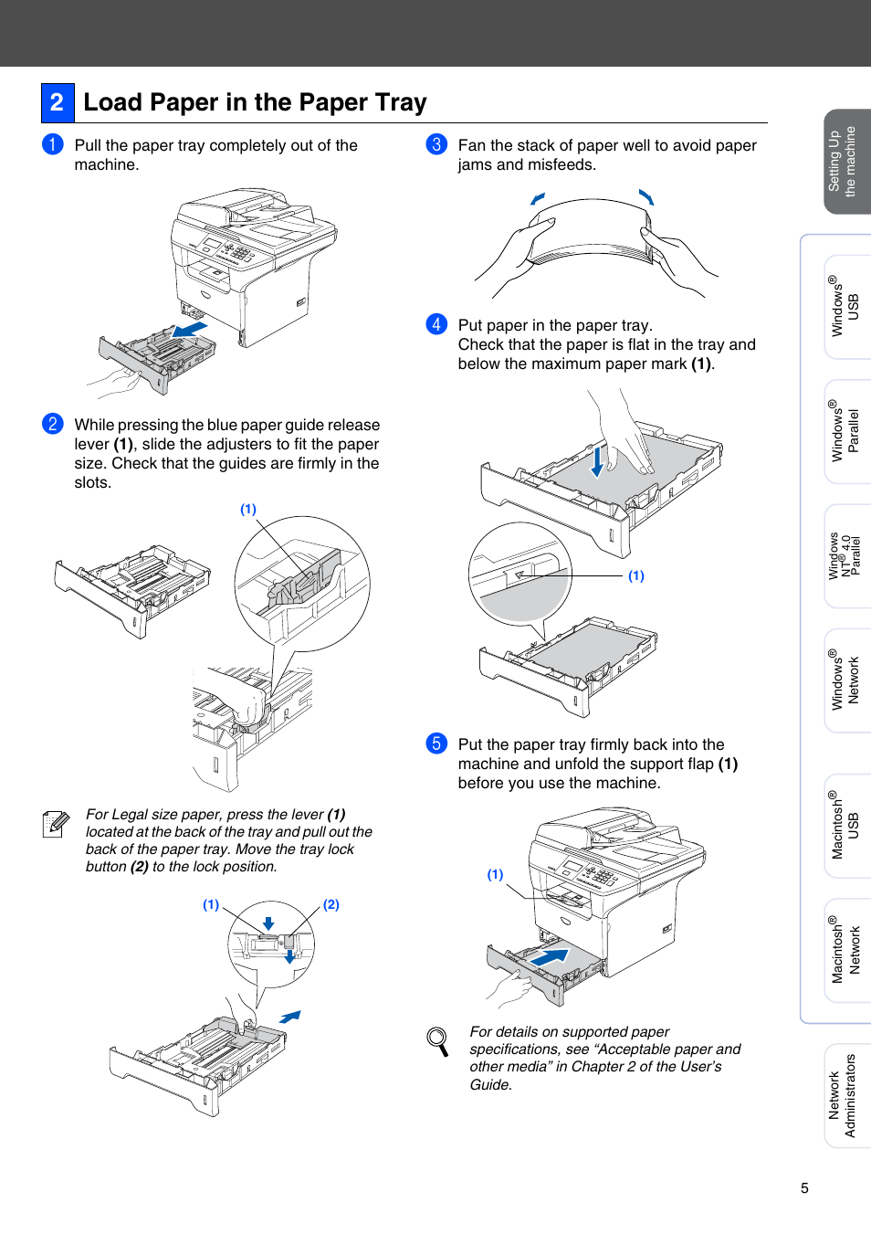 2 load paper in the paper tray, Load paper in the paper tray, 2load paper in the paper tray | Brother DCP 8060 User Manual | Page 7 / 37