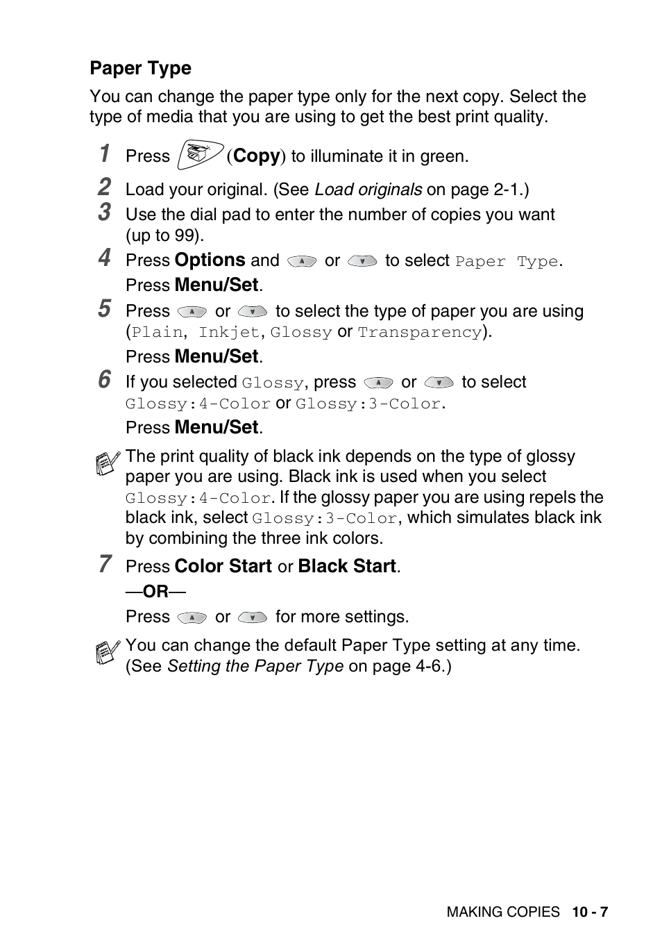 Paper type, Paper type -7 | Brother FAX-1820C User Manual | Page 123 / 181