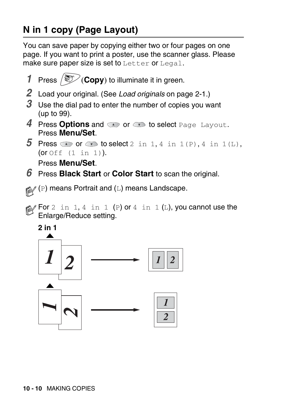 N in 1 copy (page layout) | Brother FAX-1820C User Manual | Page 126 / 181