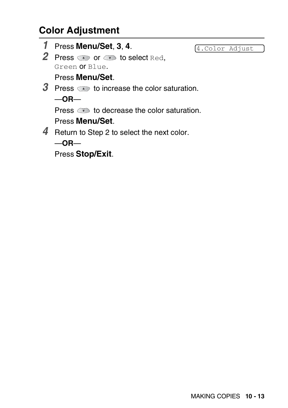 Color adjustment, Color adjustment -13 | Brother FAX-1820C User Manual | Page 129 / 181