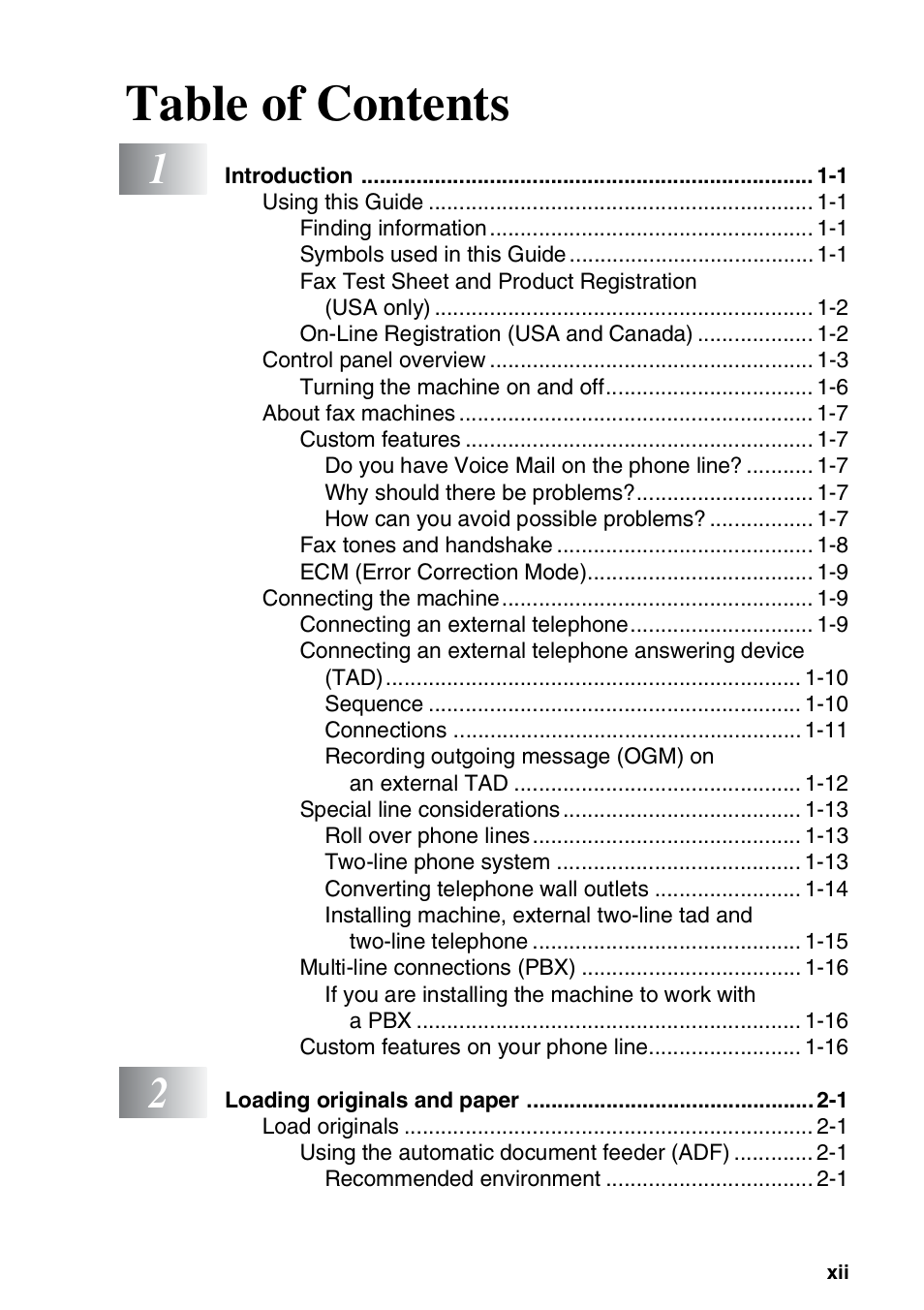Brother FAX-1820C User Manual | Page 14 / 181