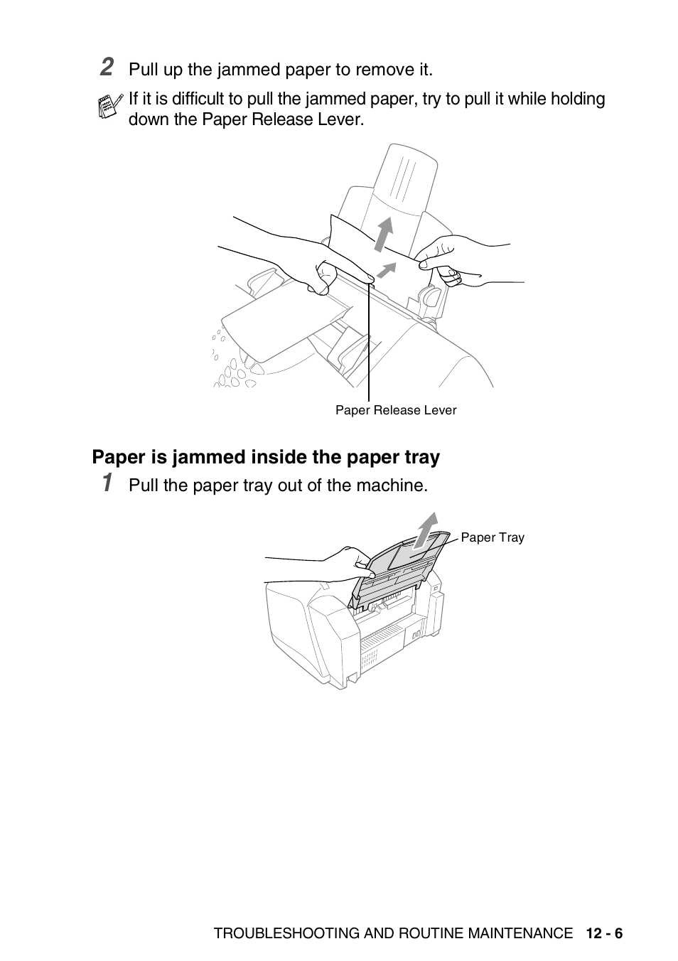 Paper is jammed inside the paper tray, Paper is jammed inside the paper tray -6 | Brother FAX-1820C User Manual | Page 143 / 181