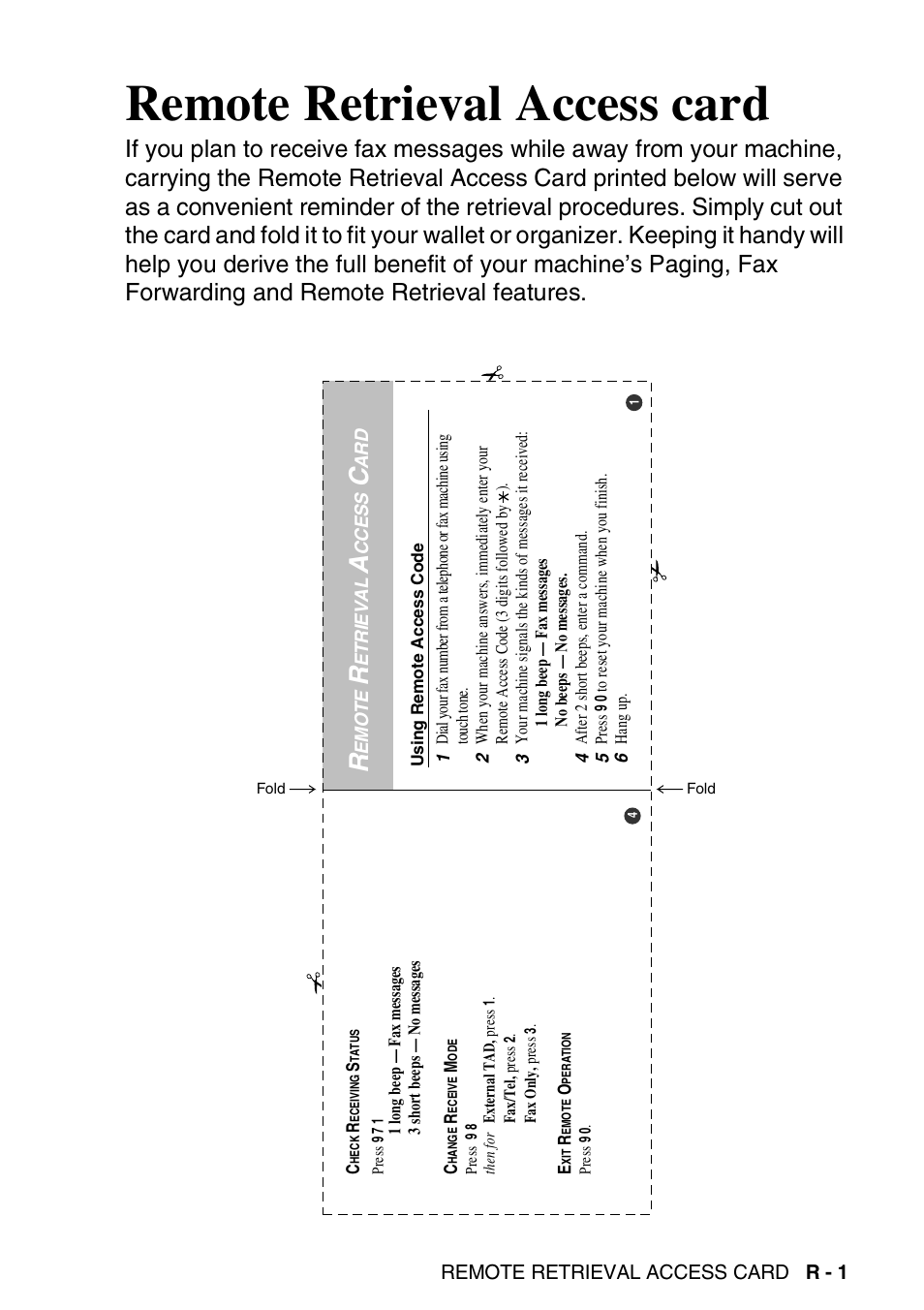 Remote retrieval access card | Brother FAX-1820C User Manual | Page 178 / 181