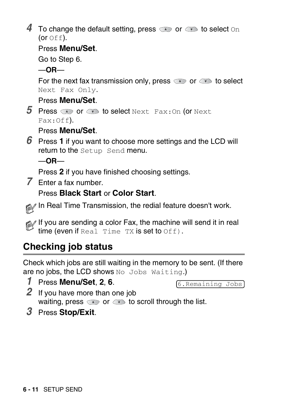 Checking job status, Checking job status -11 | Brother FAX-1820C User Manual | Page 90 / 181