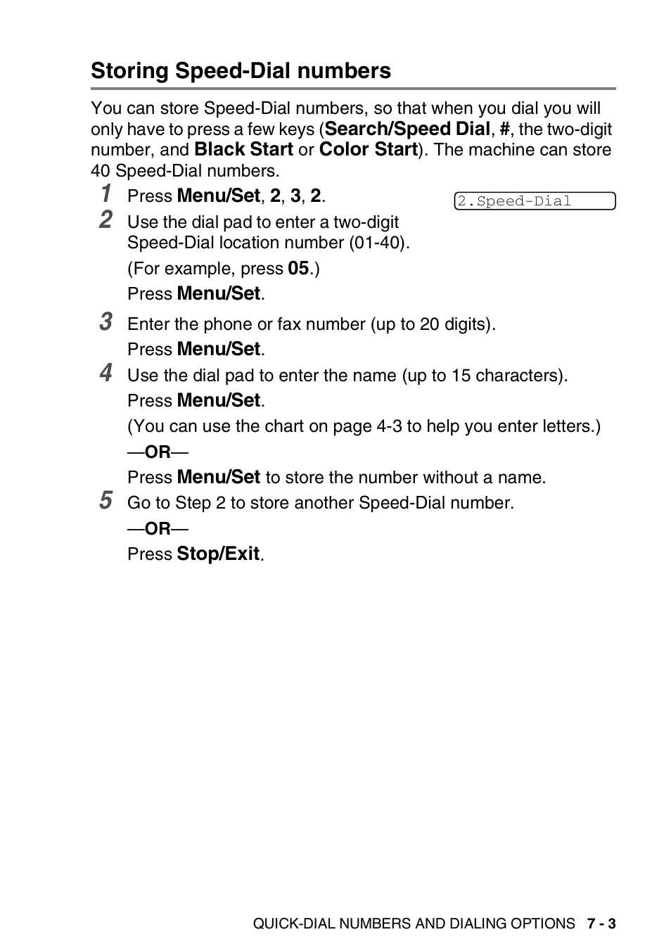 Storing speed-dial numbers, Storing speed-dial numbers -3 | Brother FAX-1820C User Manual | Page 99 / 181