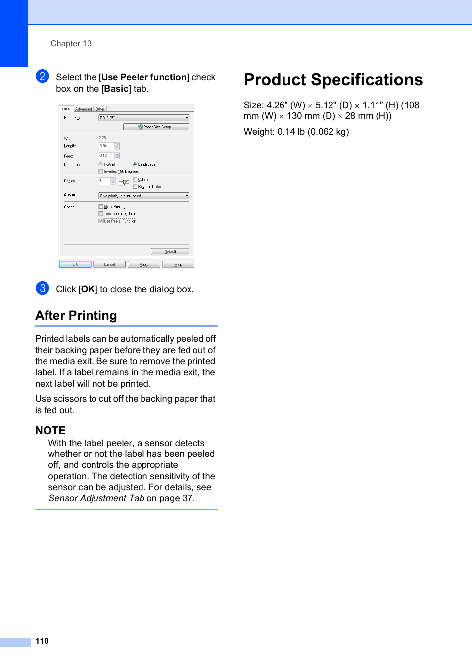 After printing, Product specifications | Brother TD-2120N User Manual | Page 116 / 122