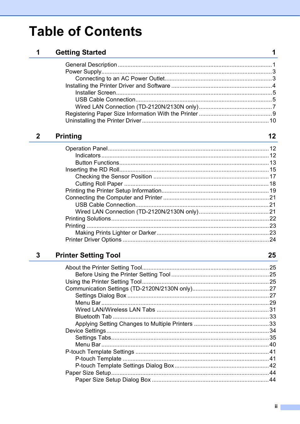 Brother TD-2120N User Manual | Page 3 / 122