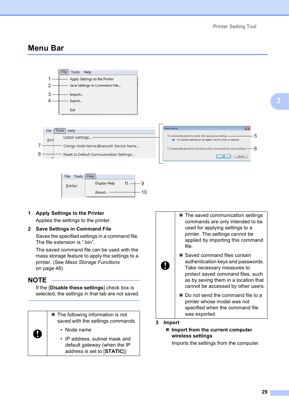 Menu bar, 3menu bar | Brother TD-2120N User Manual | Page 35 / 122